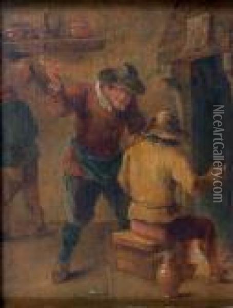 Fumeurs De Pipe Pres De La Cheminee Oil Painting - David The Younger Teniers