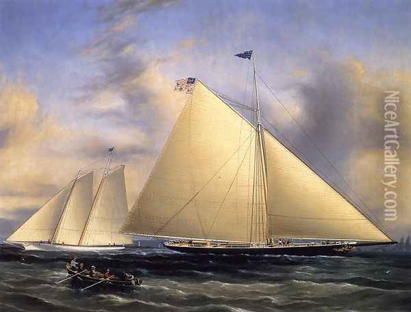 The Sloop 'Maria' Racing the Schooner Yacht 'America,' May 1851 Oil Painting - James E. Buttersworth