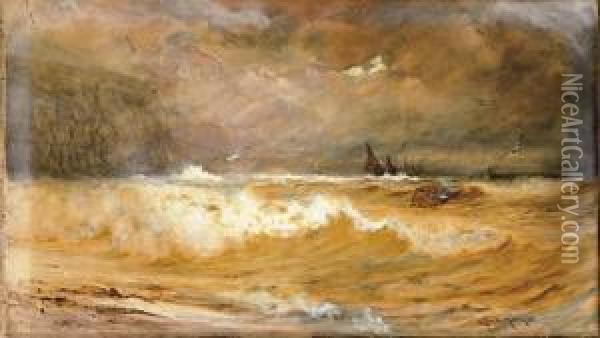 A Stormy Sea Oil Painting - Charles Mottram