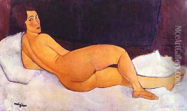 Nude Looking Over Her Right Shoulder Oil Painting - Amedeo Modigliani