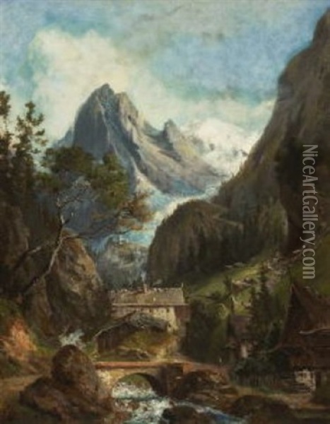 Gebirgslandschaft (stilfserjoch?) Oil Painting - Ludwig Correggio