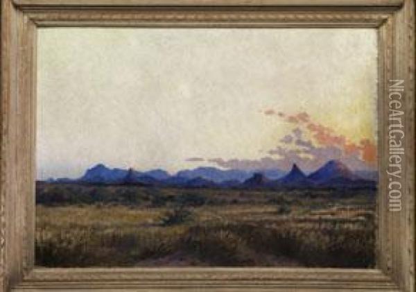 Sudafrikanische Landschaft Bei Aufgehender Sonne Oil Painting - Axel Eriksson