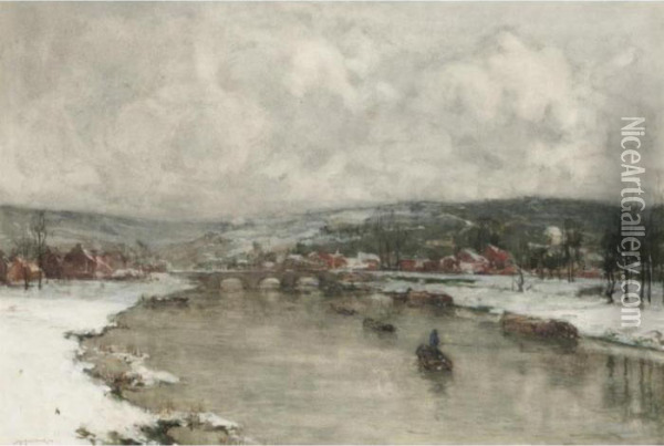 Winter Landscape Oil Painting - Johann Hendrik Van Mastenbroek
