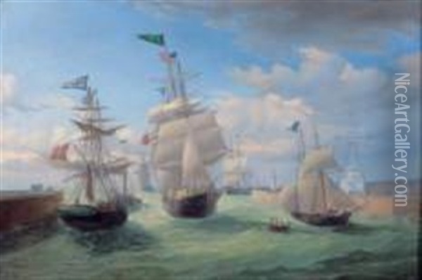 Port En Suede Oil Painting - Ambroise Louis Garneray