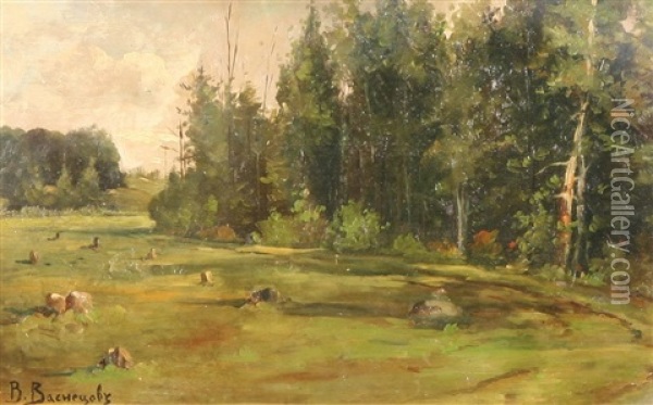 Summer In The Forest Oil Painting - Viktor Mikhailovich Vasnetsov