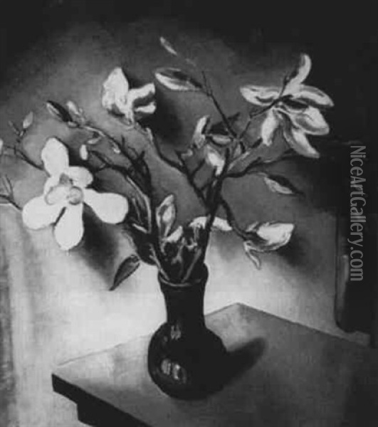 Magnolias In A Vase Oil Painting - Mommie Schwarz