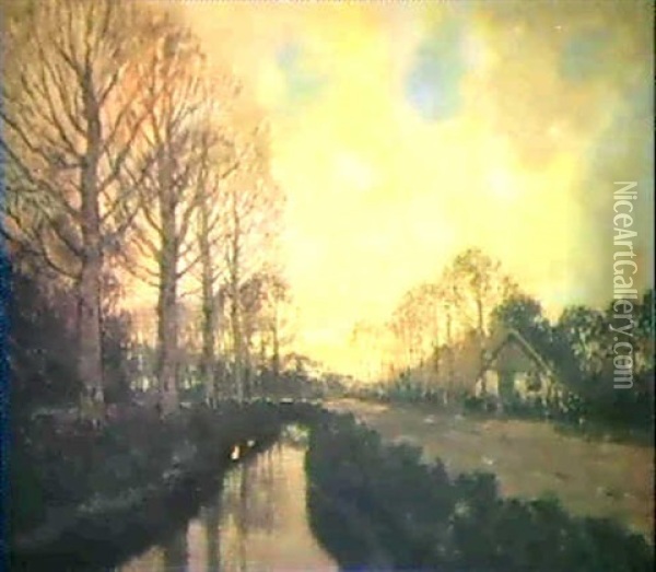 Allee In Einem Kanal Oil Painting - Adrianus Kuypers