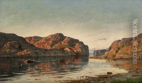 Morning At Ny-hellesund Oil Painting - Amaldus Clarin Nielsen