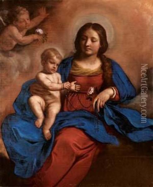 Madonna Del Rosario Oil Painting - Guercino
