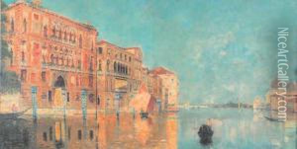 Venezia Canal Grande Oil Painting - Antonio Reina