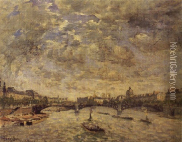 Le Pont Carousel, Paris Oil Painting - Frank Myers Boggs
