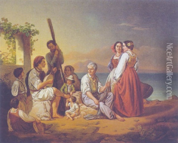 Neopolitanische Volksszene Oil Painting - Leopold-Louis Robert
