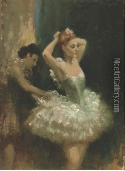 The First Night Of The Ballet Oil Painting - T. Edwards