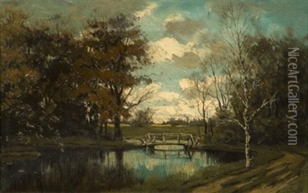 Bridge Over A Waterway Oil Painting - Tinus de Jongh