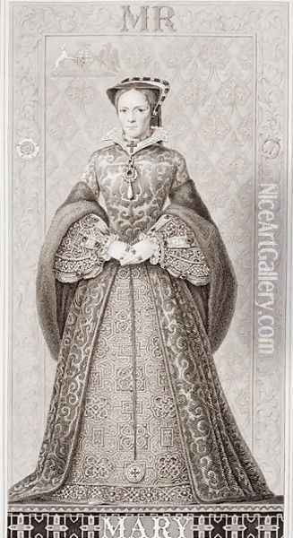 Queen Mary (1516-58) from Illustrations of English and Scottish History Volume I Oil Painting - J.L. Williams