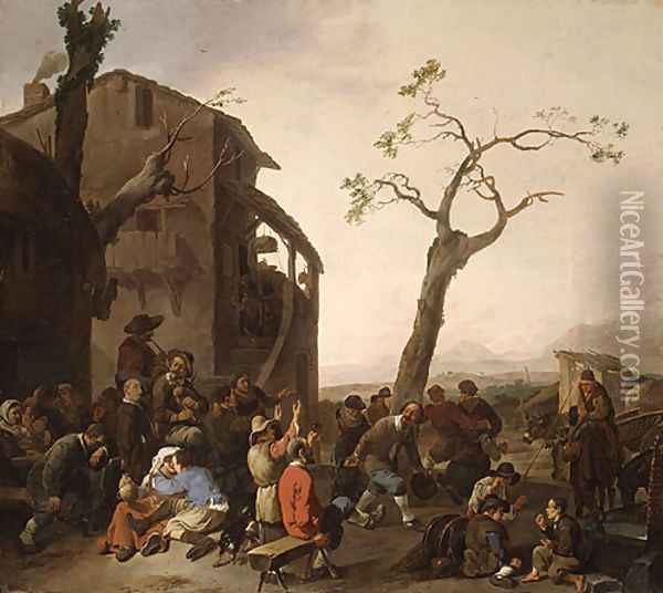 Peasants Dancing 1651 Oil Painting - Johannes Lingelbach