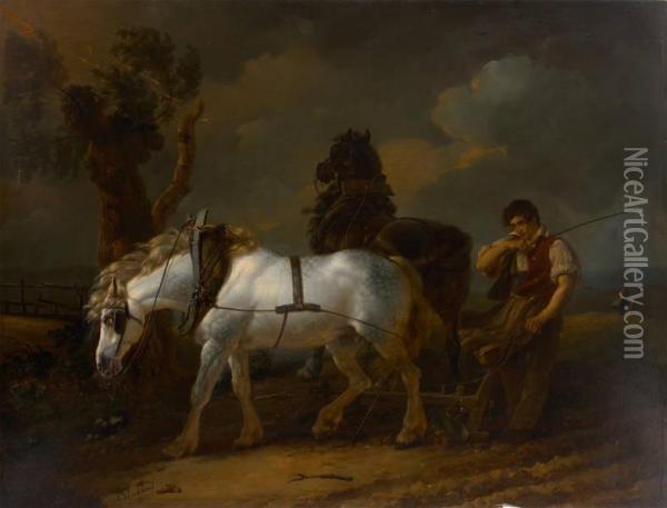Le Dernier Sillon Avant L'orage Oil Painting - Jacobus Josephus Eeckhout