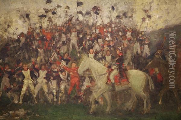 Napoleon Reviewing Troops After The Battle Oflode Oil Painting - Henry Scott Tuke