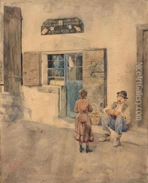 Bottega Nel Mercato Vecchio A Firenze Oil Painting - Fabbio Fabbi