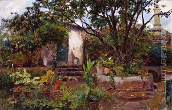 Spanish Colonial Garden Oil Painting - Bror Anders Wikstrom