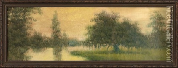 Cypress And Oaks Along The Bayou Oil Painting - Alexander John Drysdale