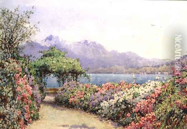 Lake Como from the Villa Carlotta Oil Painting - Ernest Arthur Rowe