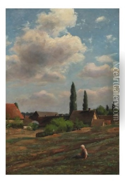 Figural Landscape Oil Painting - Johann (John) J. Hammer
