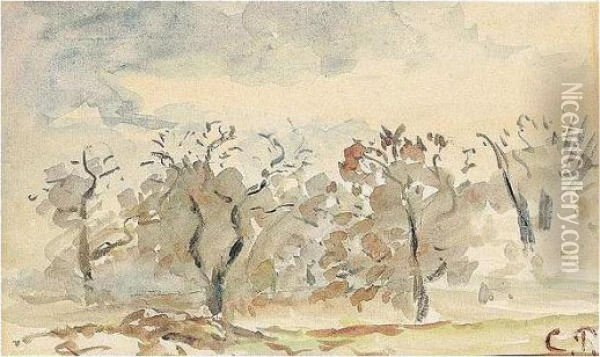 Arbres Dans La Campagne Oil Painting - Camille Pissarro