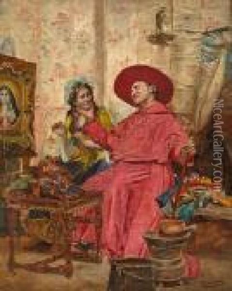 The Cardinal Entertains Oil Painting - Francois Brunery