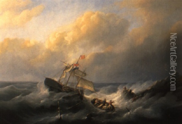 Sailors In Distress Oil Painting - Christian Cornelis Kannemans
