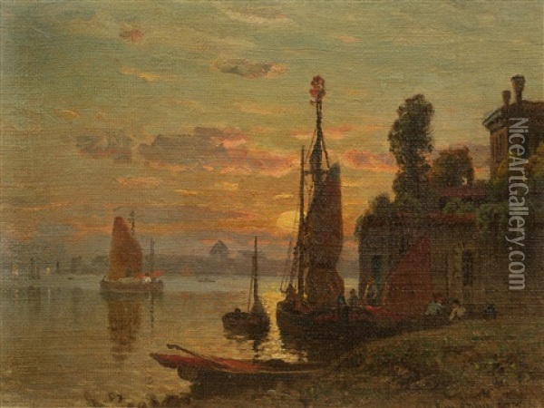 Adriatic Sunset Oil Painting - John Joseph Enneking