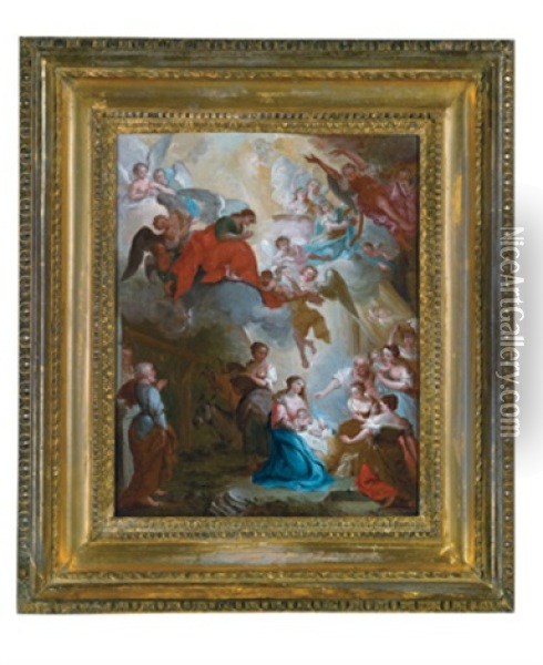 Die Anbetung Des Jesuskindes Oil Painting - Meinrad Von Aw