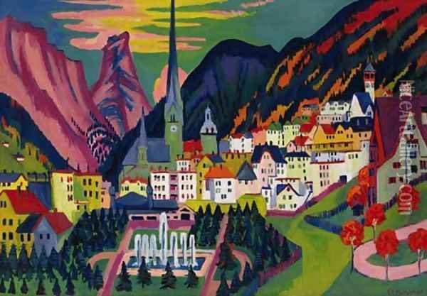 Davos Oil Painting - Ernst Ludwig Kirchner