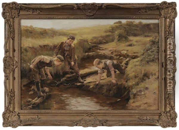 Truants And Trolls Oil Painting - John Hodgson Campbell