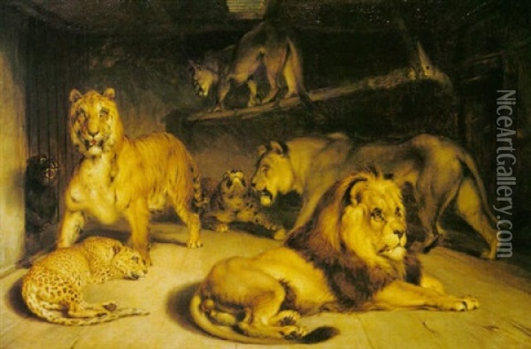 A Group Of Wild Animals Oil Painting - William Huggins