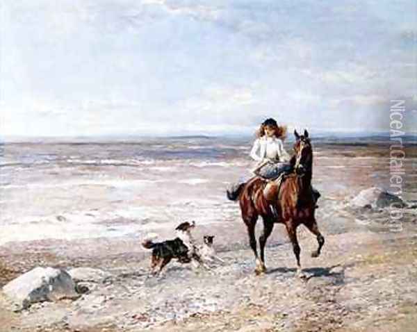 Pony Ride on the Beach Oil Painting - Heywood Hardy