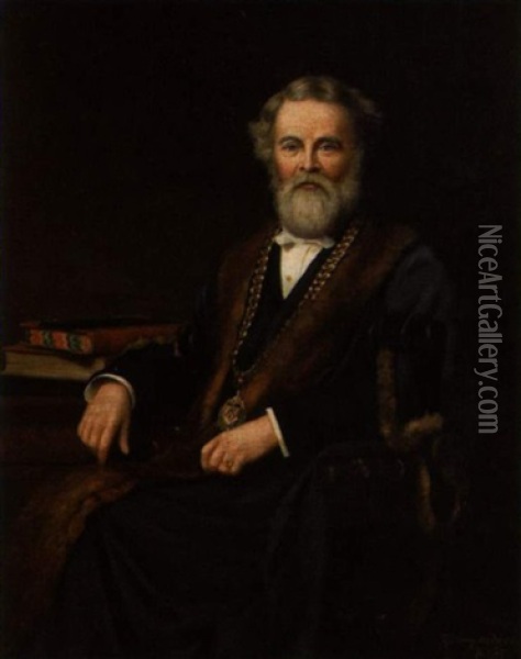 Portrait Of Alderman John Hargreaves Scott, J.p., Mayor Of Burnley 1871-2 And 1872-3 Oil Painting - Sydney Hodges