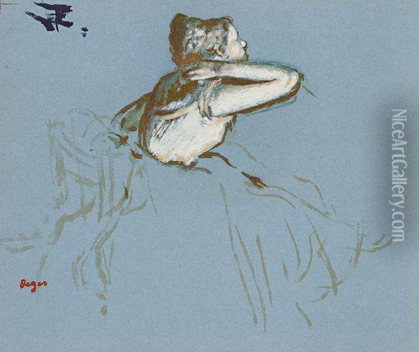 Danseuse, Main A La Nuque Oil Painting - Edgar Degas