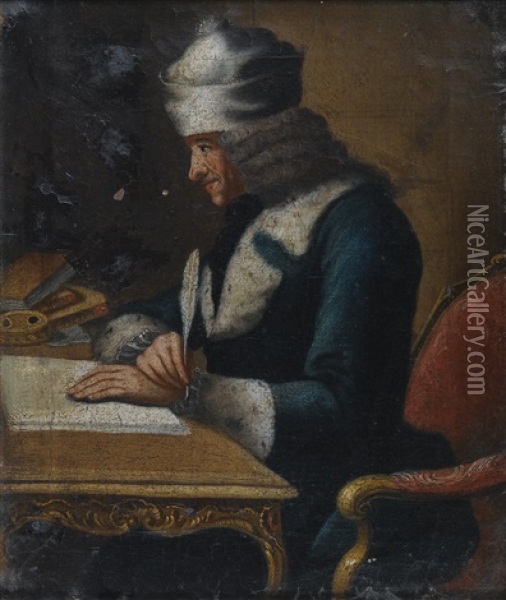 Portrait De Voltaire Oil Painting - Jean Voltaire Huber