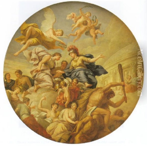 The Triumph Of Peace Oil Painting - Louis Cheron