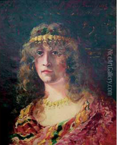 Portrait De Madame Armand Berton. Oil Painting - Cyrille Besset