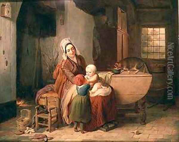 The Happy Mother Oil Painting - Antoine de Bruycker
