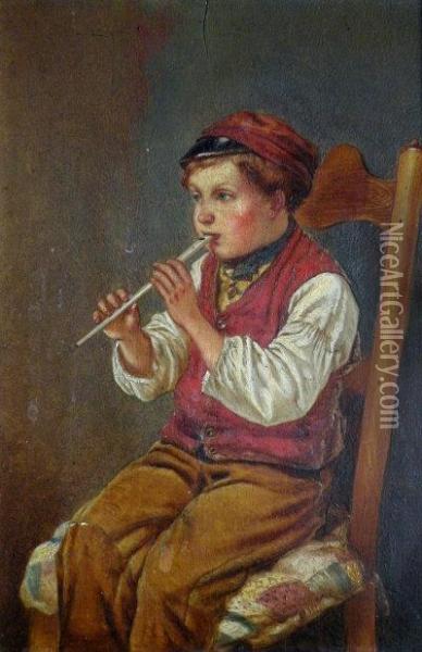 The Penny Whistle Oil Painting - John Haynes-Williams