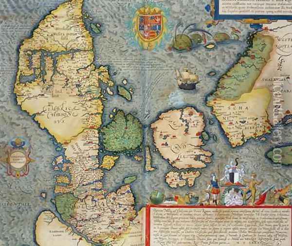 Map of Northern Europe from Civitates Orbis Terrarum Oil Painting - Joris Hoefnagel
