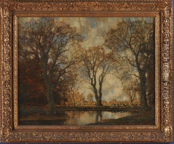 Pastoral Autumn Landscape With Grazing Cows Oil Painting - Arnold Marc Gorter