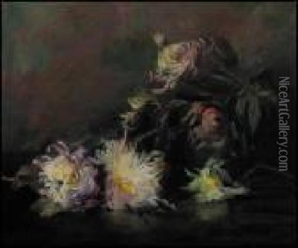 Chrysanthemums Oil Painting - Laura Adeline Muntz-Lyall