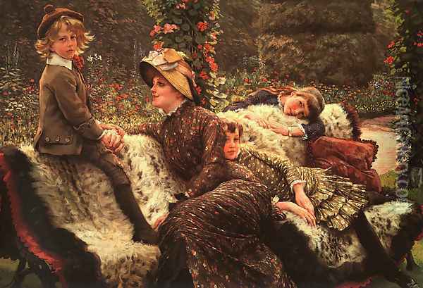 Le Banc de Jardin (The Garden Bench) 1882 Oil Painting - James Jacques Joseph Tissot