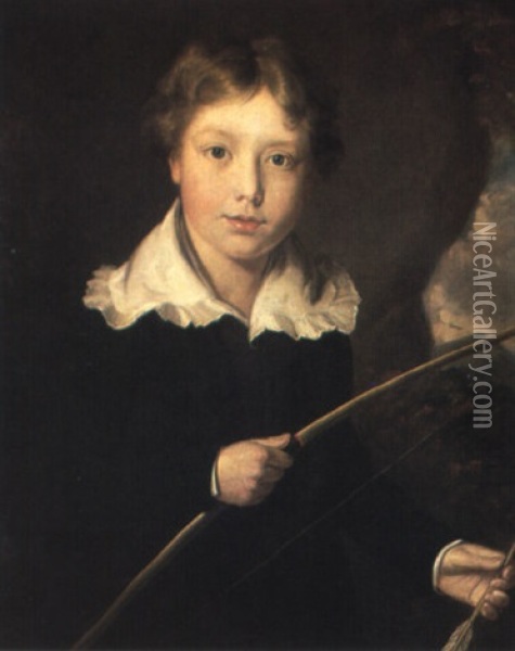 Portrait Of A Young Boy Oil Painting - Thomas Barber