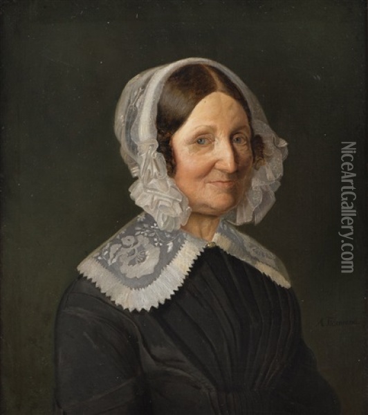 The Artist's Mother Oil Painting - Adolph Tidemand