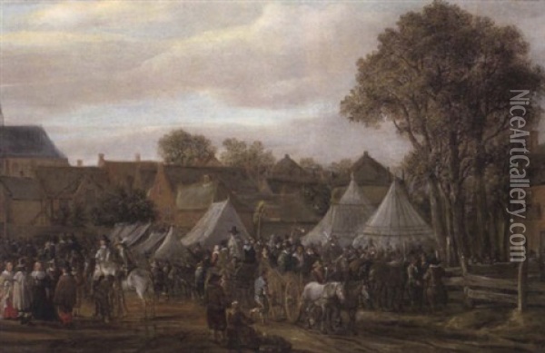 Jahrmarktin Valkenborch Oil Painting - Cornelis Beelt